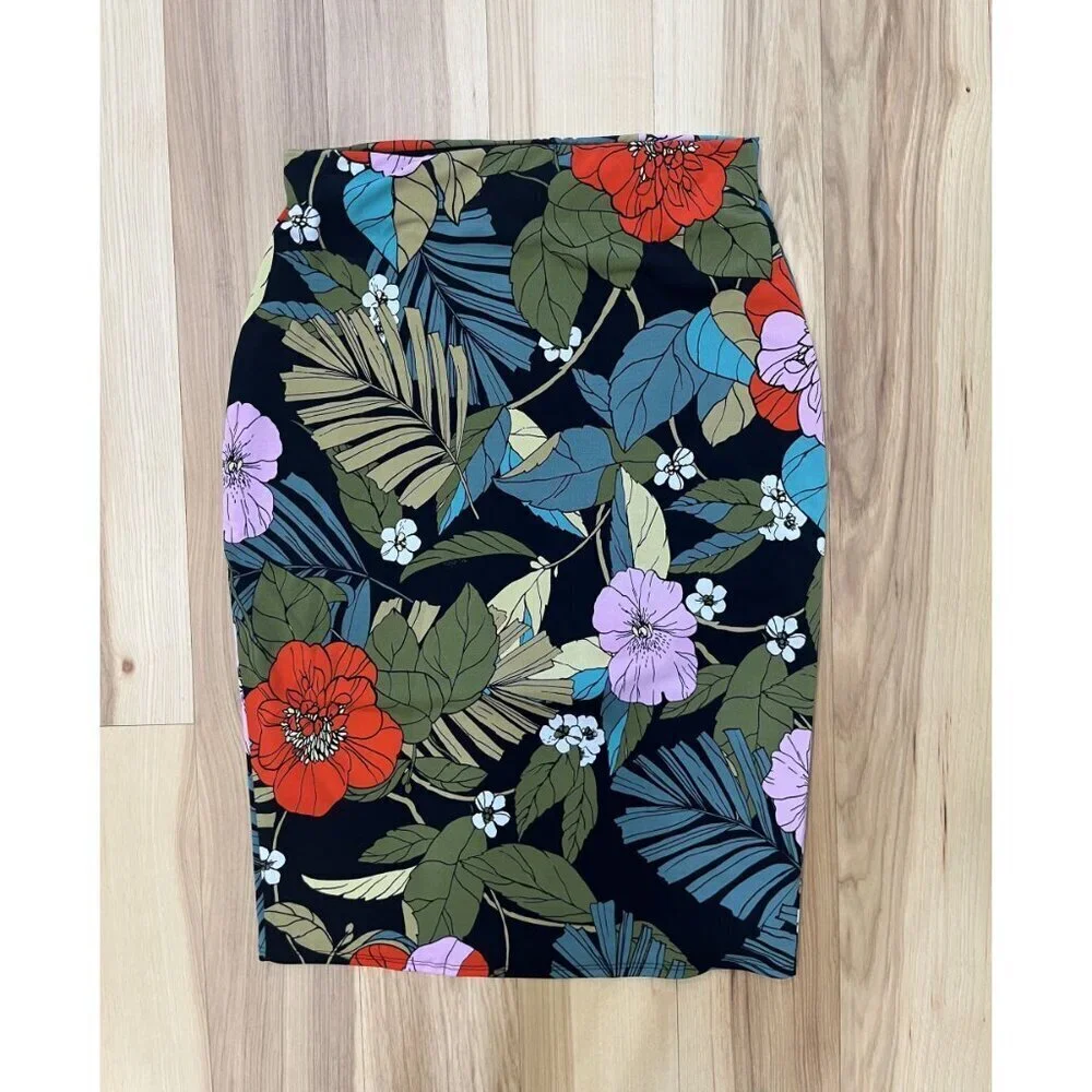 Guess Floral Print Pencil Skirt With Side Slit Stretch Size M Excellent Conditio - Picture 4 of 4